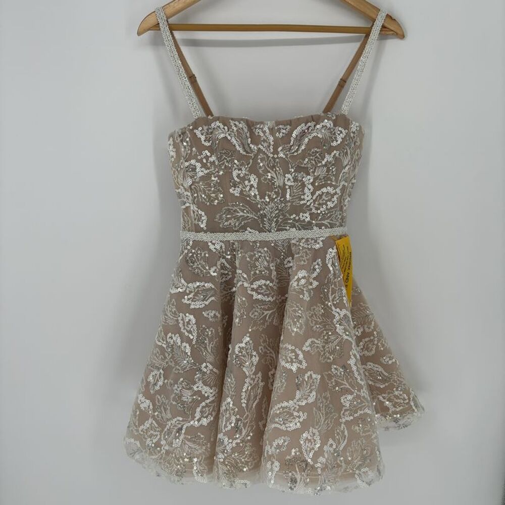 Bronx and Banco Midnight Bridal Sequin Mini Dress in White